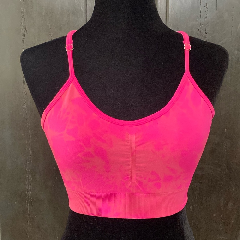 YEOREO Women Tie-Dye Pink & Orange sports bra - Size Small